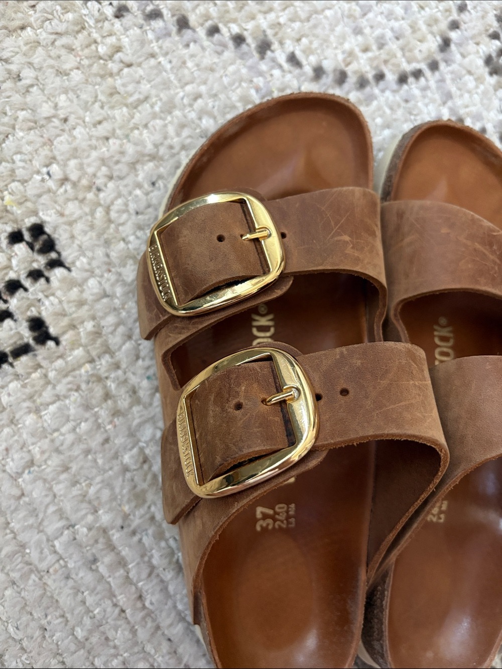 Birkenstock Arizona Slide Sandals Big Buckle Brown Leather Size 37 Narrow US 6 - Picture 4 of 5